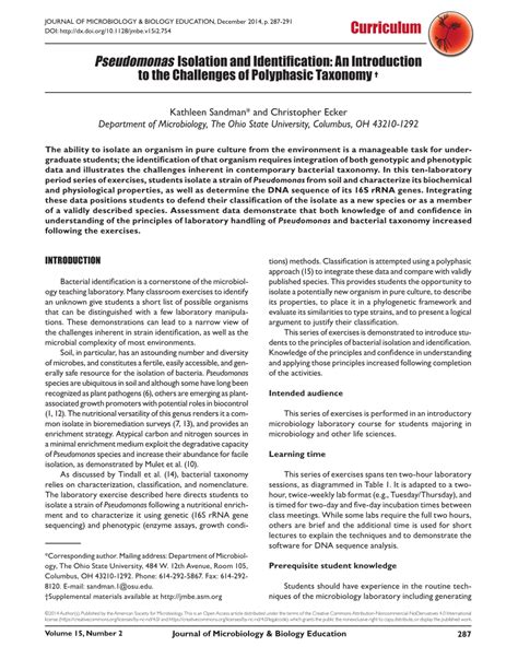 Pseudomonas Isolation and Identification: An Introduction to the .
